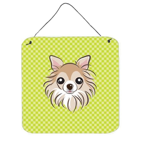 Carolines Treasures Carolines Treasures BB1313DS66 Checkerboard Lime Green Chihuahua Aluminum Metal Wall Or Door Hanging Prints; 6 x 6 In. BB1313DS66